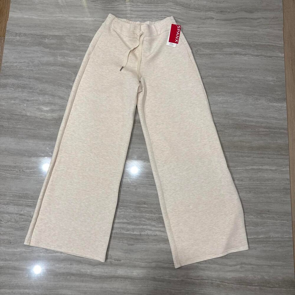 SPANX Women's Wide Leg Drawstring Pants in Light Beige